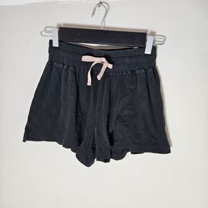 Lunya Pajama Shorts Bottoms Cotton Knit Black XS Elastic Drawstring Waist